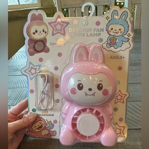 Pink Bunny Portable Desktop Fan with Light (NIB)